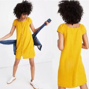 NWT Madewell Texture Thread Yellow Mini Dress Button Down Size XXS New With Tags